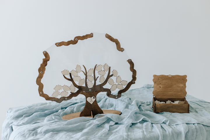Handgefertigtes Gästebuch Hochzeit Baum transparent Rustikal – Glas personalisiert mit Namen, handgefertigt Bayern