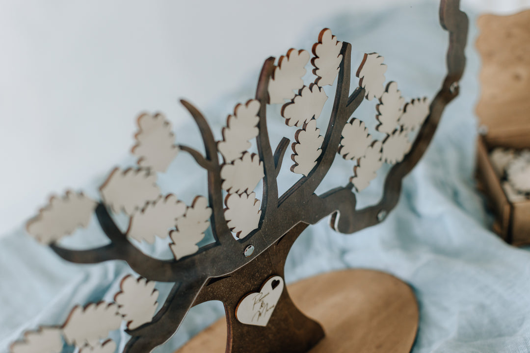 Gästebuch Hochzeit Baum transparent Rustikal Gesamtansicht – Glas Holz handgefertigt Bayern