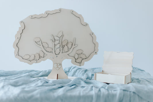 Handgefertigtes Gästebuch Hochzeit Baum Natur – Pappelsperrholz naturbelassen personalisiert mit Namen, handgefertigt Bayern