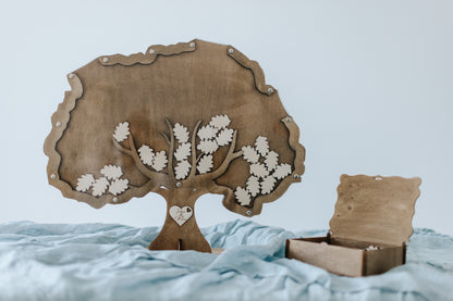 Handgefertigtes Gästebuch Hochzeit Baum Rustikal – Holz Acrylglas personalisiert mit Namen, handgefertigt Bayern