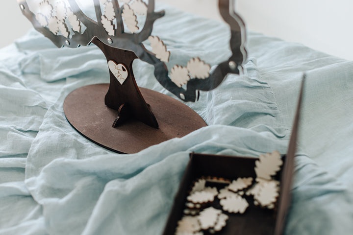 Gästebuch Hochzeit Baum transparent Gesamtansicht – Acrylglas Holz personalisiert handgefertigt Bayern