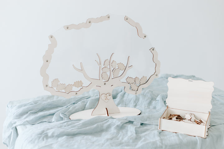 Gästebuch Hochzeit Baum transparent Natur Gesamtansicht – Acrylglas Holz handgefertigt Bayern