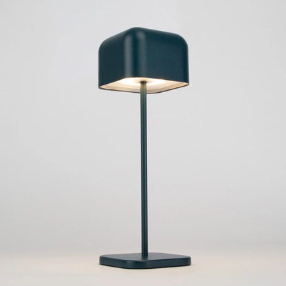 Kabellose Tischlampe Cabo Matt Ozeanblau von unten leuchtend – warmweißes Licht 240 Lumen