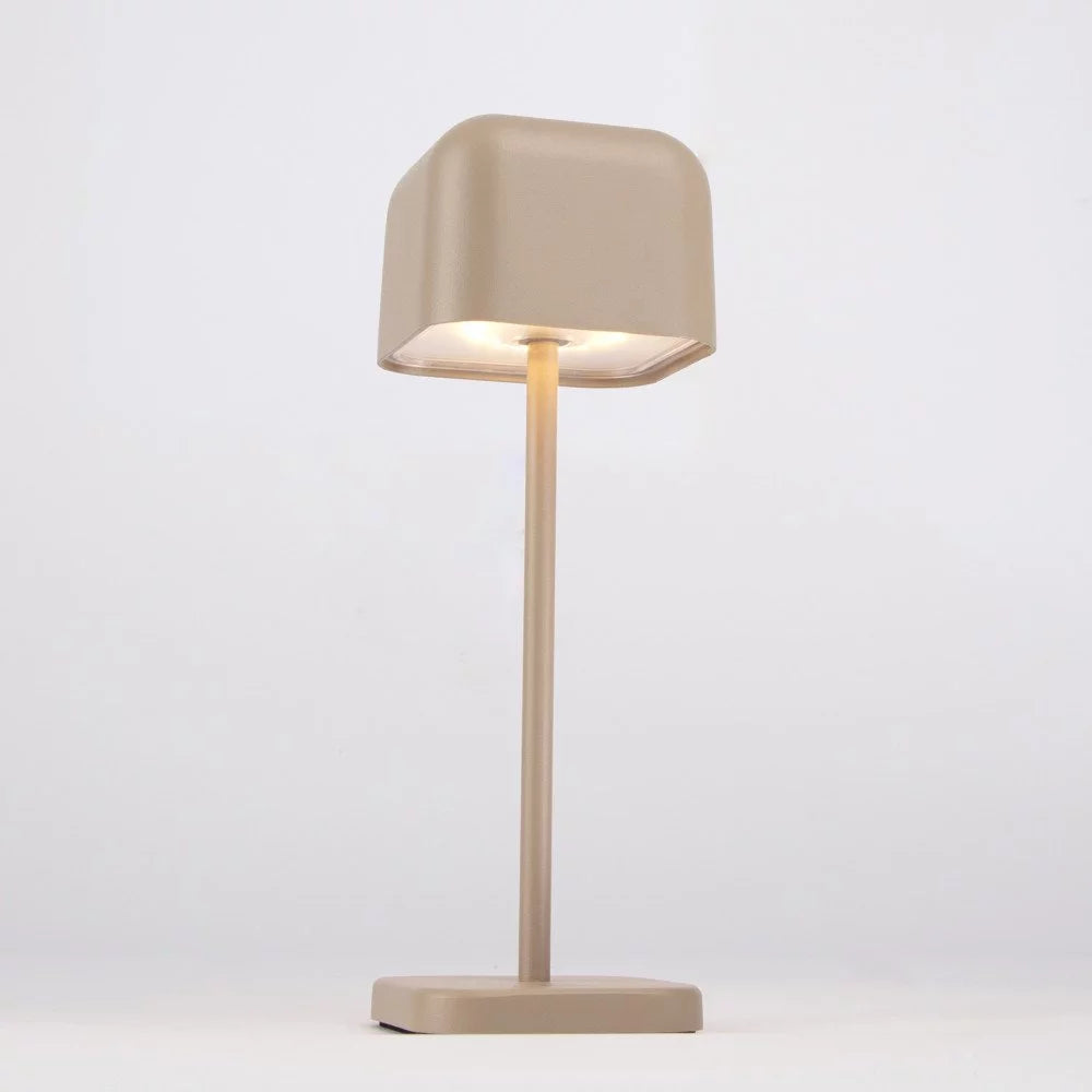 Kabellose Tischlampe Cabo Small Grau Beige von unten leuchtend – warmweißes Licht 190 Lumen