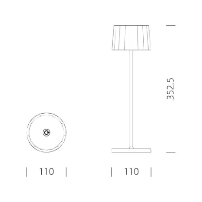 Kabellose Tischlampe Lido Corten Maße technische Zeichnung – H35cm B11cm T11cm KS Verlichting 7623

