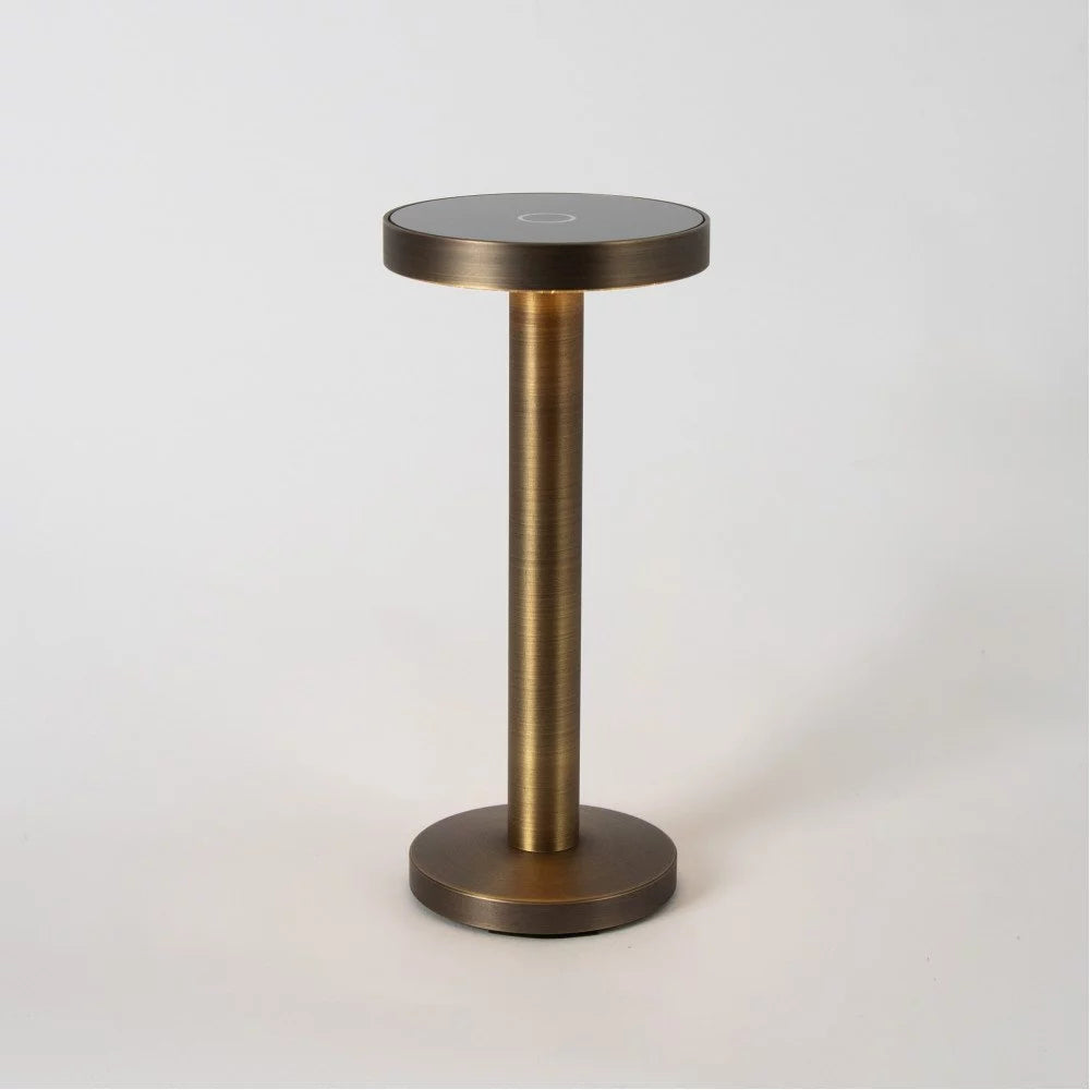 Kabellose Tischlampe Retro Bronze flach freigestellt – Akku aufladbar dimmbar KS Verlichting 7831