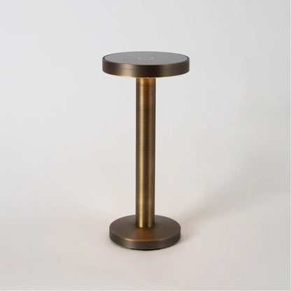 Kabellose Tischlampe Retro Bronze flach freigestellt – Akku aufladbar dimmbar KS Verlichting 7831
