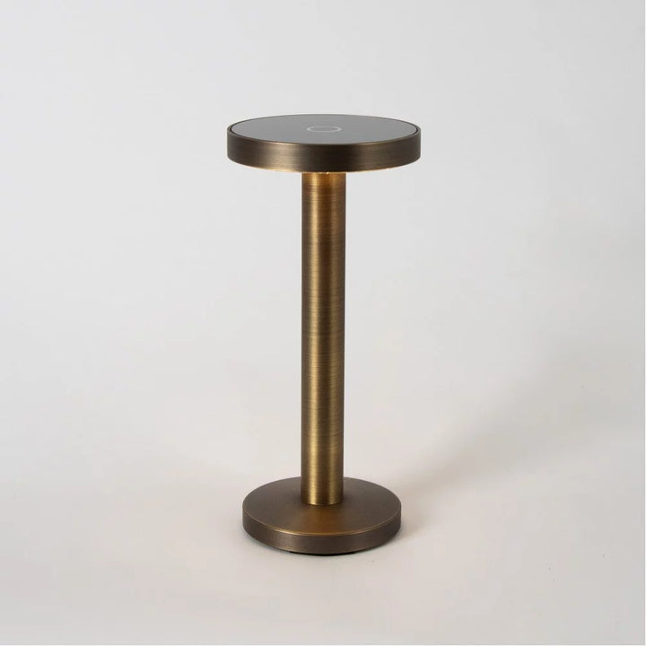 Kabellose Tischlampe Retro Bronze flach freigestellt – Akku aufladbar dimmbar KS Verlichting 7831