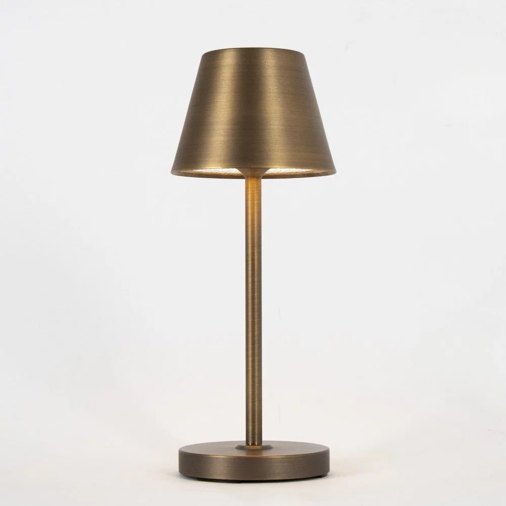 Kabellose Tischlampe Retro echtes Bronze freigestellt – Akku aufladbar dimmbar KS Verlichting 7812