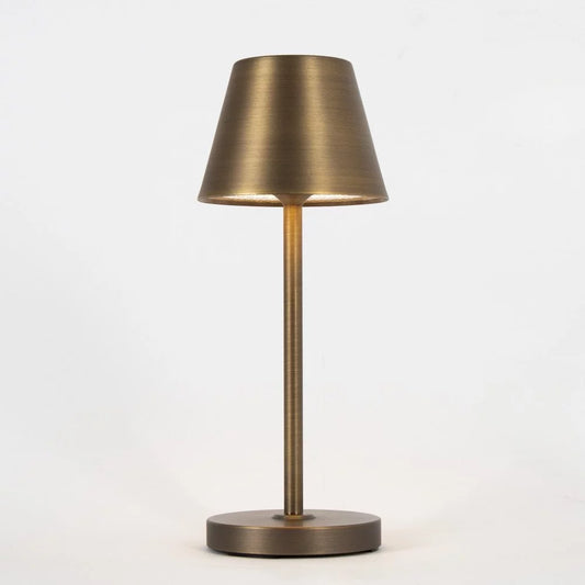 Kabellose Tischlampe Retro echtes Bronze freigestellt – Akku aufladbar dimmbar KS Verlichting 7812