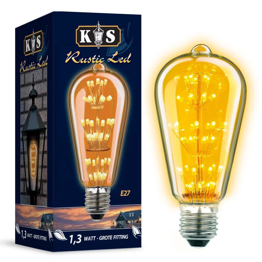  LED Leuchtmittel E27 Rustic in Leuchte leuchtend – warmgelbes Vintage Licht 2100K Glühbirnenoptik