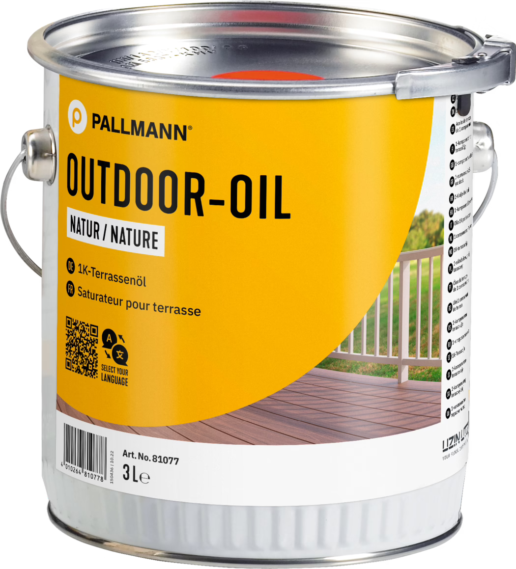 Pallmann Outdoor-Oil Terrassenöl 3 Liter – Holzschutz Außenbereich Natur Teak Bangkirai Honig